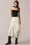 En Saison Gabriella Asymmetric Ruffled Maxi Skirt In White