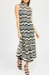 En Saison Genesis Open Stitch Midi Dress In Black Ivory