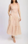 En Saison Geraldine Smocked Tie Strap Maxi Dress In Pink