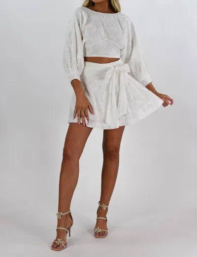 En Saison Grace & Lace Mini Skirt In White
