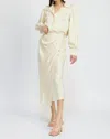 En Saison Greta Bias Midi Skirt In Champagne Ivory
