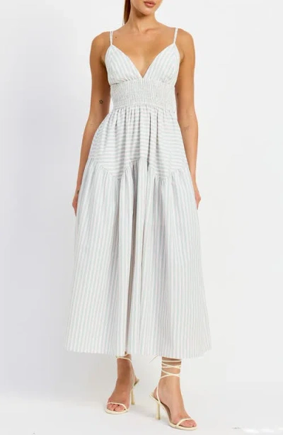 En Saison Haisley Stripe Cotton Blend Dress In Pink Green