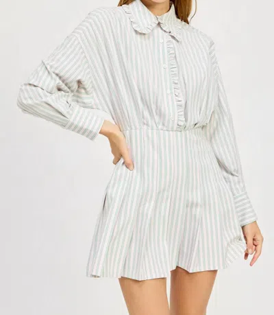 En Saison Haisley Stripe Mini Dress In Green In White