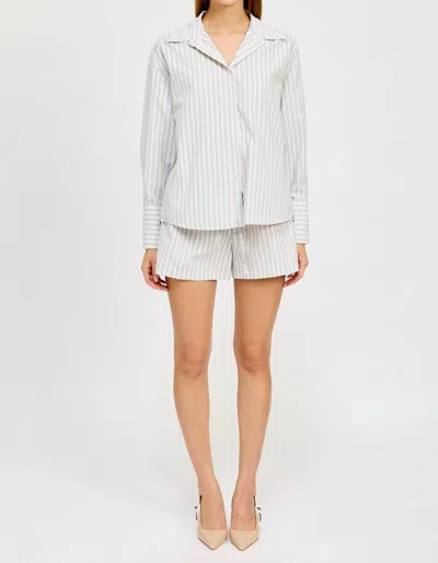 En Saison Haisley Stripe Shirt In Green In White