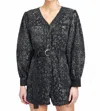 En Saison Harlow Romper In Teal Black In Animal Print