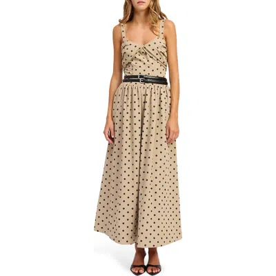 En Saison Hatley Polka Dot Belted Maxi Dress In Brown