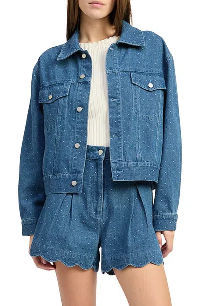 En Saison Heidi Studded Denim Jacket In Red