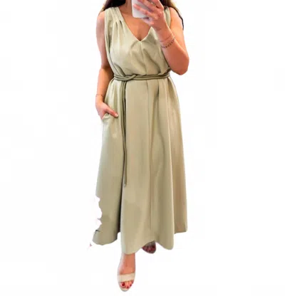 En Saison High Garden A Line Belted Dress In Green