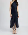 En Saison Hudson Satin High-low Midi Dress In Blue
