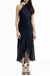En Saison Hudson Satin High-low Midi Dress In Blue