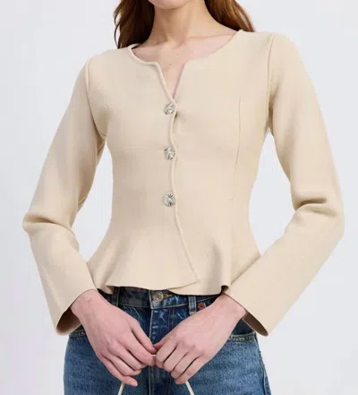 En Saison Idah Cardigan In Neutral Beige