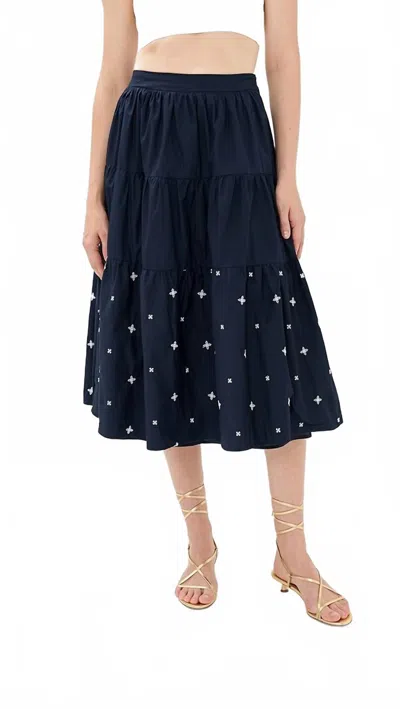En Saison Irene Midi Skirt In Navy