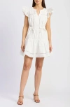 En Saison Isabella Bow Detail Cotton Poplin Minidress In White