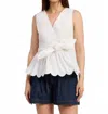 En Saison Isabella Sleeveless Peplum Top In White In White
