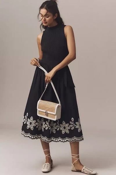 En Saison Isidora Sleeveless Embroidered Midi Dress In Gold