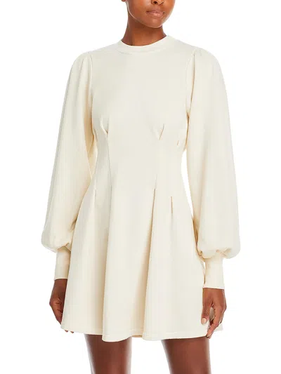 En Saison Ivar Womens Pleated Terry Cloth Mini Dress In White