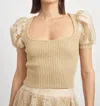 En Saison Jenna Mix Media Top In Natural In Neutral