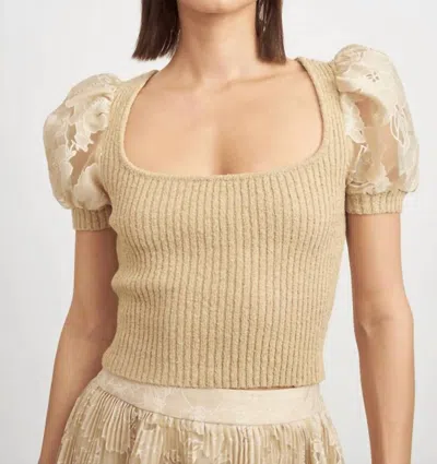 En Saison Jenna Mix Media Top In Natural In Neutral