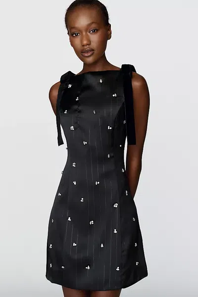 En Saison Jessica Satin Mini Dress In Black