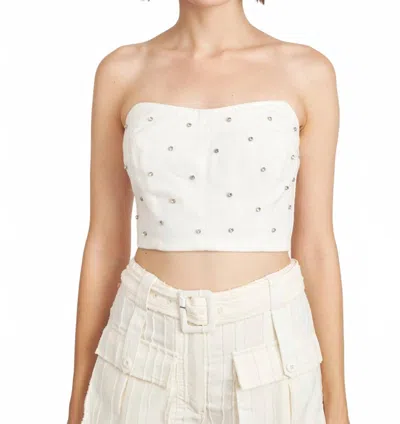 En Saison Jewel Denim Strapless Top In White