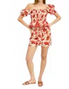 En Saison Josie Belted Shorts In Natural Red In Multi
