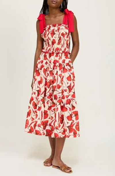 En Saison Josie Gingko Leaf Print Cotton Blend Sundress In Multi