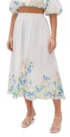 En Saison Julia Midi Skirt White Blue Multi In White