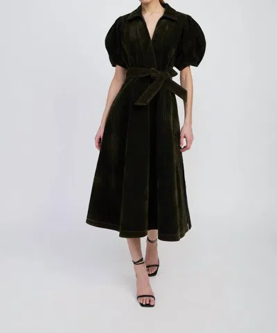 En Saison Julien Midi Dress In Olive In Green