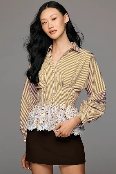 En Saison Juliette Buttondown Top In Neutral