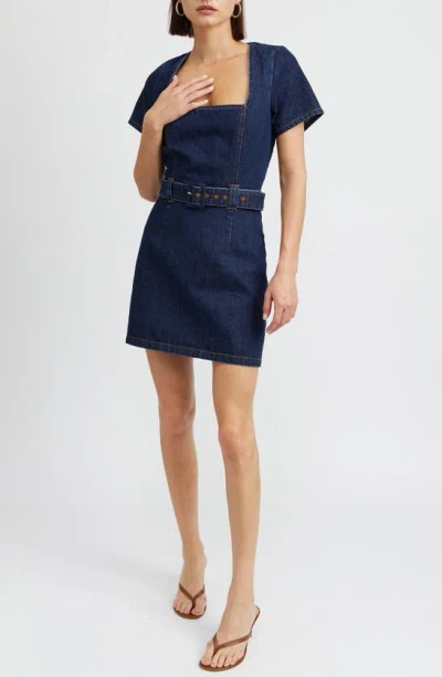 En Saison June Belted Denim Minidress In Blue