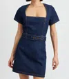 En Saison June Belted Denim Minidress In Blue