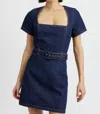 En Saison June Belted Denim Minidress In Blue