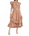 En Saison Juni Midi Skirt In Rust/cream