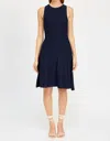En Saison Pleated Knit Mini Dress In Navy