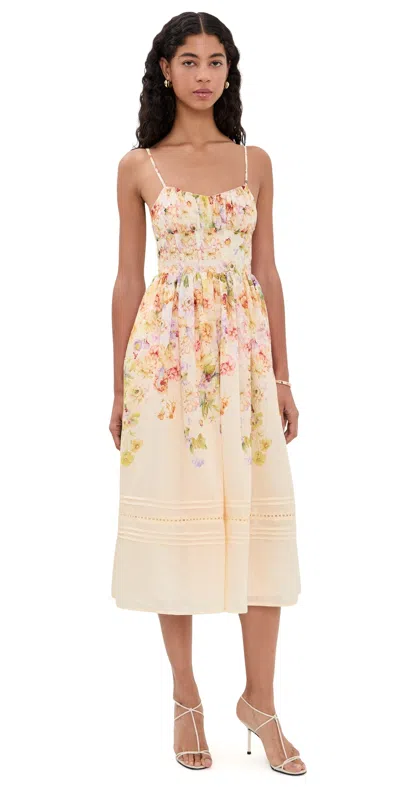 En Saison Kacey Midi Dress Ivory Floral Multi In Orange