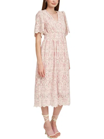en saison pink floral dress En Saison Arya Cotton Plus Midi Dress