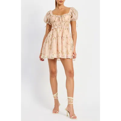 En Saison Kimberly Tiered Minidress In Cantaloupe Multi