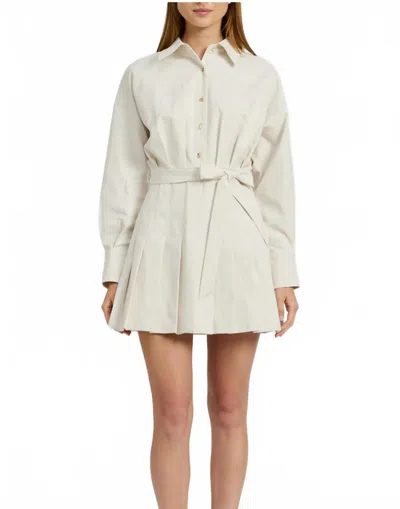 En Saison Kindra Long Sleeve Mini Shirtdress In Cream