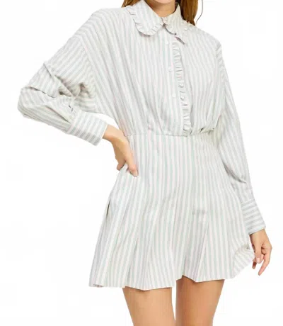 En Saison Kindra Long Sleeve Mini Shirtdress In Green Violet
