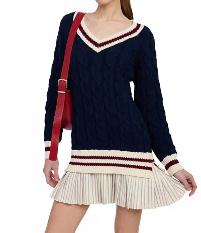 En Saison Knox Media Mini Dress In Navy In Blue