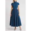 En Saison Lafayette Mixed Media Maxi Dress In Teal