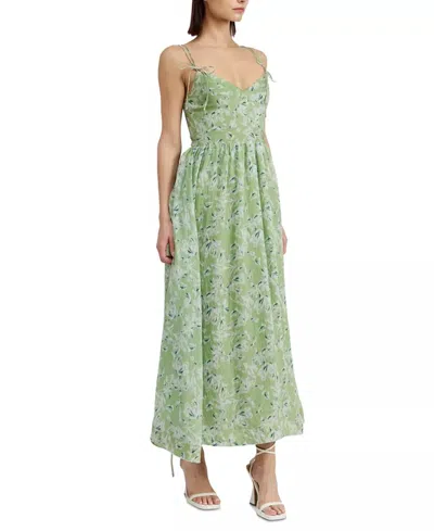 En Saison Laguna Tie Midi Dress In Light Green In Brown