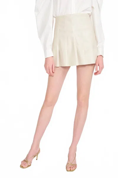 En Saison Lana Vegan Leather Mini Skirt In Beige In White