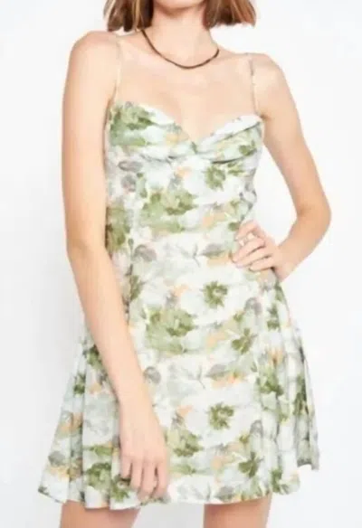 En Saison Lario Floral Sweetheart Mini Dress In Green Pastel In Multi