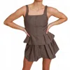 En Saison Lawrence Pleated Tank In Brown In Brown