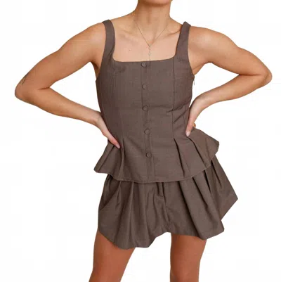 En Saison Lawrence Pleated Tank In Brown