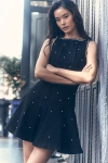 En Saison Leah Embellished Fit & Flare Mini Dress In Black