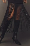 En Saison Leah Fringe-hem Pearled Mini Dress In Black