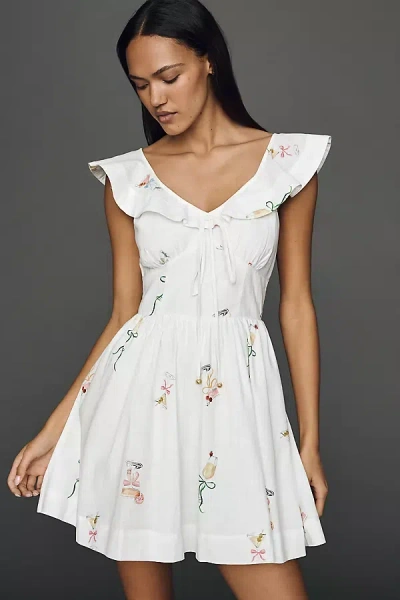 En Saison Leanne Cotton Ruffle Mini Dress In White