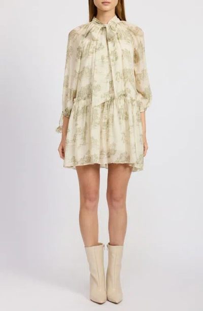 En Saison Leighton Toile Minidress In Cream Olive